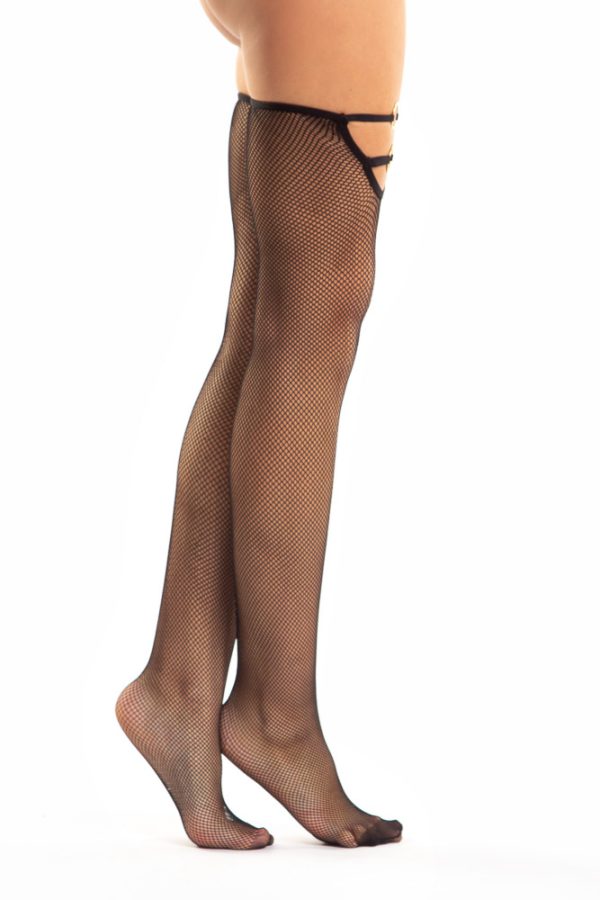 Δεύτερη Εικόνα Γυναικείες sexy κάλτσες από δίχτυ. Οι κάλτσες συγκρατούνται από μικρούς χρυσούς  κρίκους